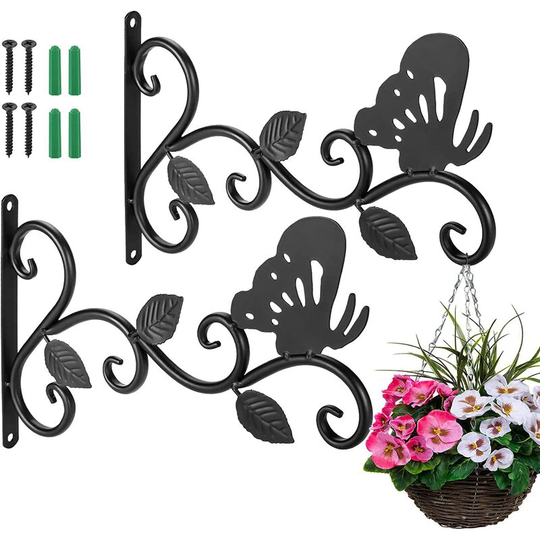 Perle Rare - 2 Pieces Iron Plant Hanger Wall Hooks, Hanging Basket Stands Wrought Iron Stands for Lantern Flower Stands Flower Stands Bird Feeder