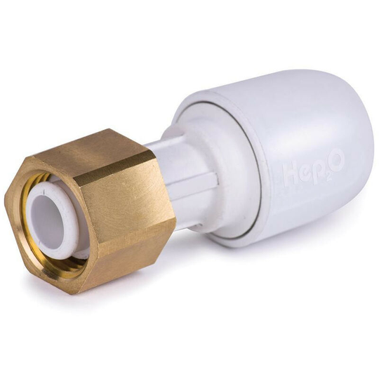 Hep20 - 15mm x 1/2'' Straight Tap Connector Brass Nut White - n/a