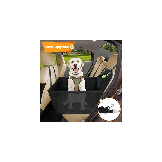 Wimypet Dog Car Seat Cover Breathable Rear Car Booster Protector for Dogs,Foldable Waterproof Pet Car Blanket with Dog Seat Belt, Dog Basket Hammock