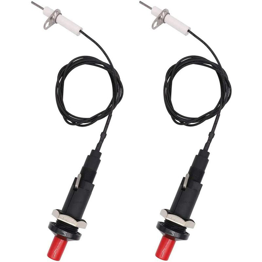 Aougo - 2 Pieces Piezo Igniter, Push Button Igniter, Professional pp Plastic Piezo Spark Lighter with 1m Cable for Gas Fireplace, Igniter, Ceramic