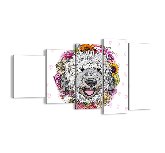 Puppy Joy - 5 Piece Unframed Graphic Art Print Set on Canvas