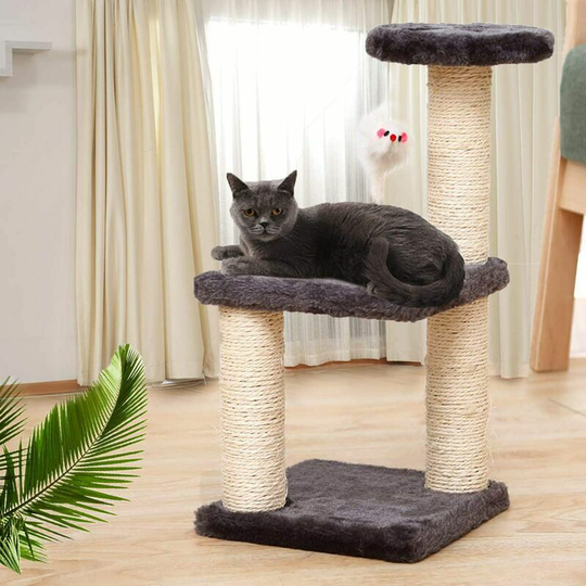 Cat Tree, Three Layers Cat Toy Cat Tree Scratching Post Activity Center Kennels Reinforced Columns Large Capacity (20cm x 20cm x 40cm)-black