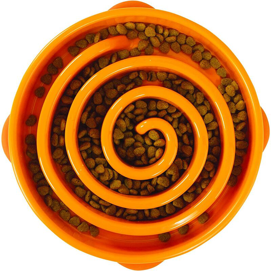 Fun Feeder slo-bowl - Lente Anti-Glutton Dog Power Glutte - Normal - Orange