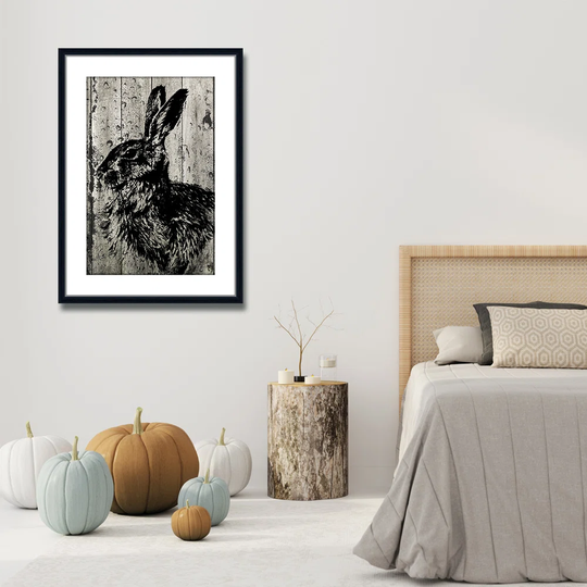 Hare Sketch Observing - Picture Frame Graphic Art Print on Acrylic
