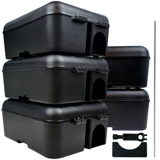 (Pack of 5) Roshield External Tamper-Proof Bait Stations for Rodent Control
