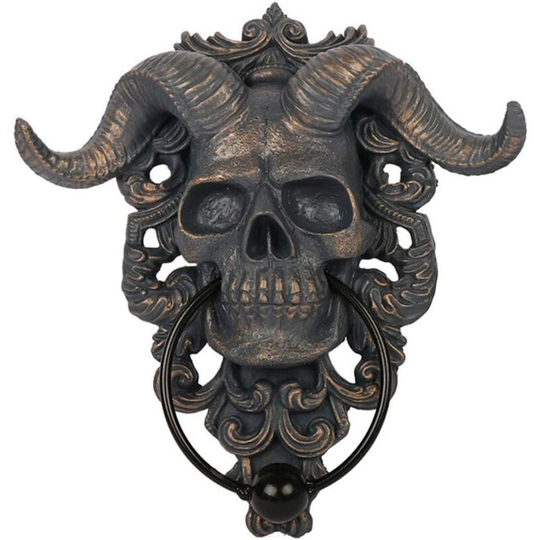 Skull Door Lid Decoration, Horned Door Knocker, Skeleton Door Door Gothic Head