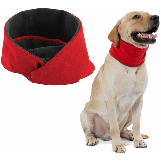 Dog Scarf Reversible Warm Circle Loop Scarf Pet Neck Warmer Gaiter for Winter (Red -s)