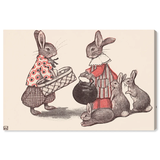 'Rabbit Family' Graphic Art on Wrapped Canvas