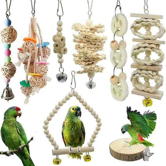 Heguyey - Set of 8 Bird Chew Toys Bird Toys Parrot Budgie Budgie Macaw