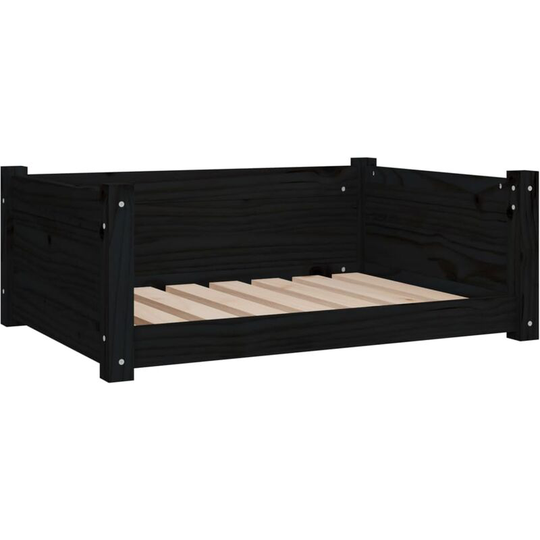 Dog Bed Black 75.5x55.5x28 cm Solid Pine Wood Vidaxl Black