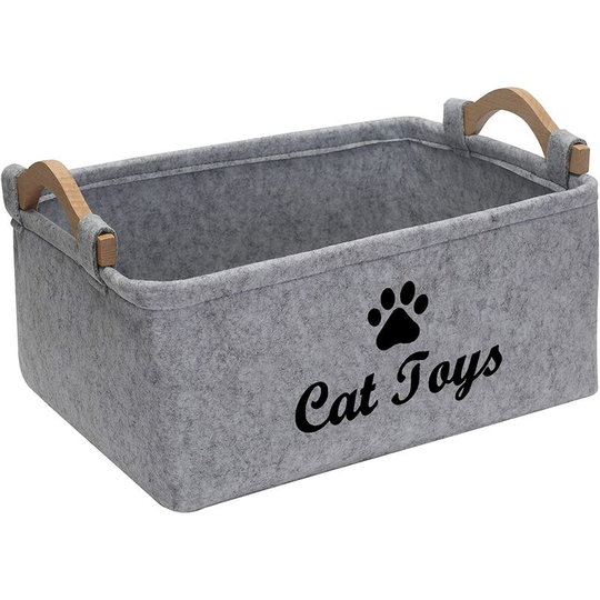 Felt Pet Toy Storage Box, Very Suitable for Storing Pet Toys, Accessories and Supplies-Cat-Light Gray