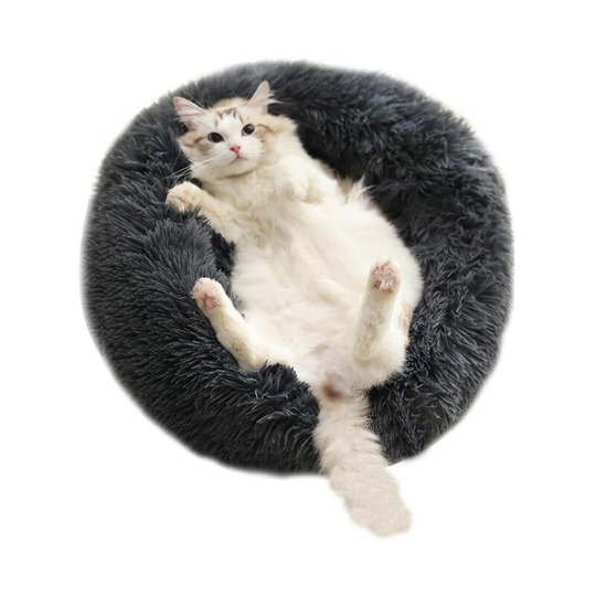 Perle Raregb - Dog kennel, round kennel, long fur kennel, donut-shaped dog bed, round bird nest, soft plush cat carpet, with cozy sponge slippid,