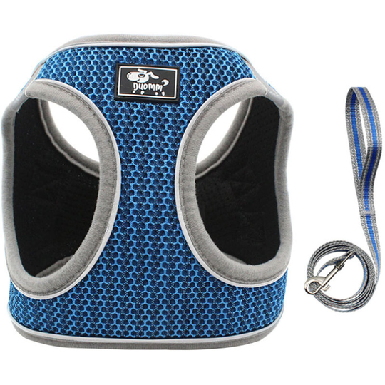 Asupermall - Cat Leash Harness Set Safe Breathable Adjustable with Reflective Strip Escape-proof Cat Vest Harness for Walking,model:Blue xs