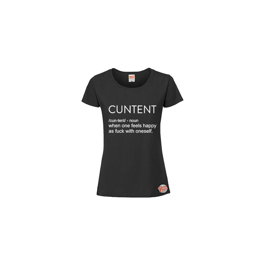 (X-Large, Black) C*ntent Definition! Ladies Unisex Funny T-Shirt. Retro Tee