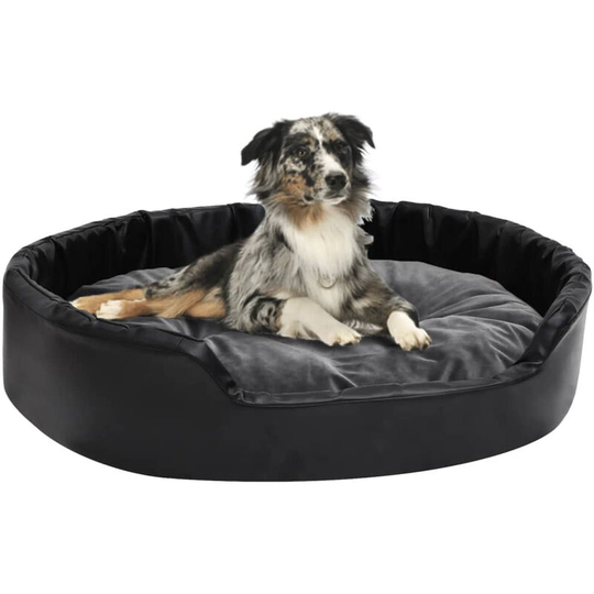 Dog Bed Black and Dark Grey 90x79x20 cm Plush and Faux Leather