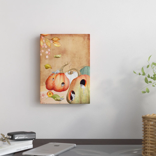Autumn Harvest Thanksgiving Mouse - Graphic Art Print on Canvas