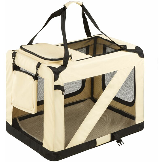 Dog crate foldable - dog cage, pet carrier, puppy crate - xl / 80.5 x 58.5 x 58.5 cm - beige