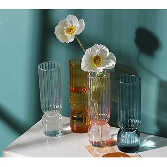 Pesce - Glass Ornaments Decorative Colored Striped Glass Vase (Orange)-Blue