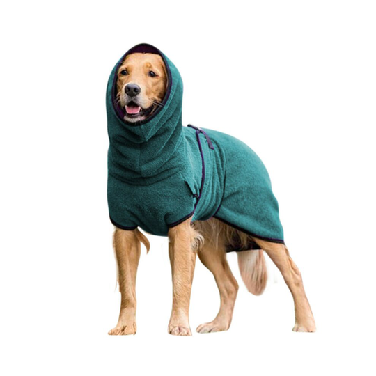 (Lake Blue, 2XL) Pet Clothes Dog Towelling Drying Robe Soft Sleepwear Coat Puppy Warm Apparel