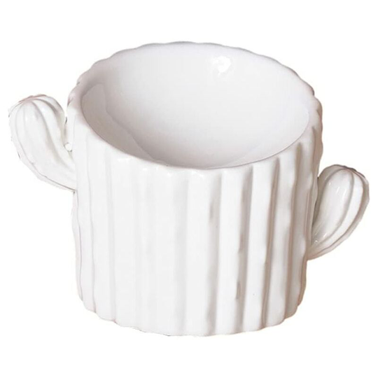 Denuotop - Cactus Bowls Raised Ceramic Dog and Cat Bowl - Double Branch-White