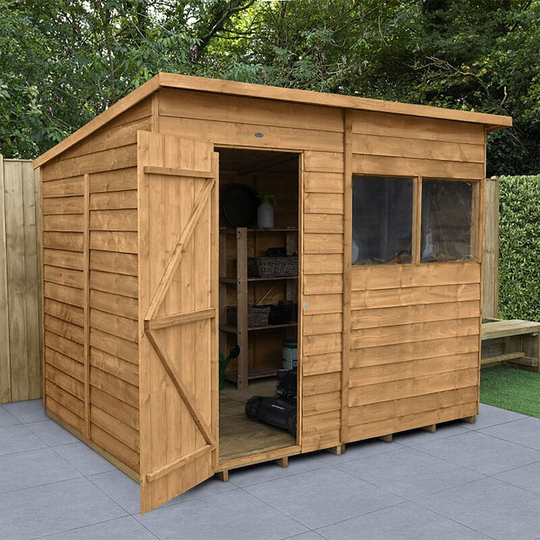 Wooden Pent Garden Shed 8ft x 6ft - Overlap Dip Treated Waterproof Storage