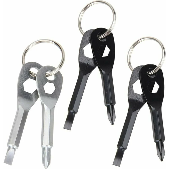 Pcs Keychain Screwdriver Tool, Mini Multi-Function Pocket Tool, 4 in 1 Slotted and Phillips Screwdriver Tool Set (Black, Silver)