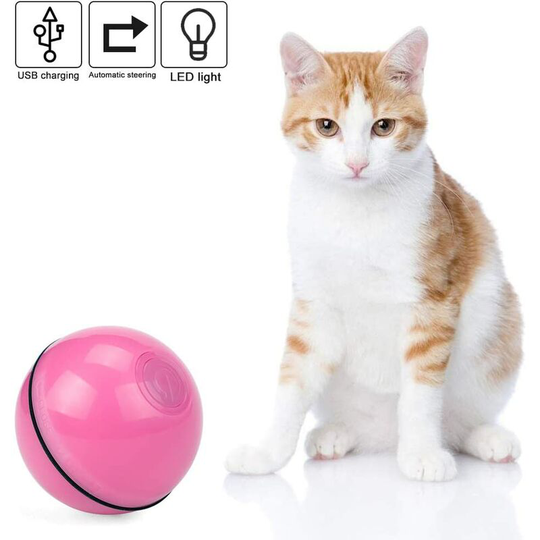 Light Up Ball For Cat Toy Automatic Rotating 360 Degree Ball With led Light And Rechargeable usb Battery Electric Interactive Toy For Pets Cats
