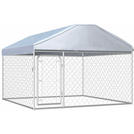 Outdoor Dog Kennel with Roof 200x200x135 cm - Silver