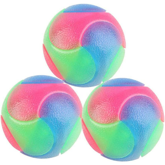 3 Pcs Dog Balls, Elastic Glowing Ball, Pet Gum Interactive Flashing Ball, led Chew Toy, Safe and Non-toxic, for Dogs and Cats