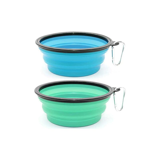 Readcly - 2 Pieces Collapsible Dog Bowl Collapsible Silicone Bowl for Dogs, Dog and Cat Travel Bowls Collapsible Silicone Dog Travel Bowls,Light Blue