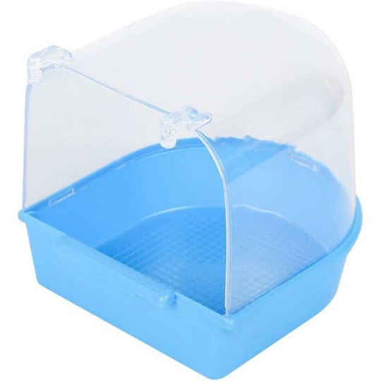 Bird Bath Bird Cage Hanging Bathtub Parrot Bathing Covered (Light Blue)