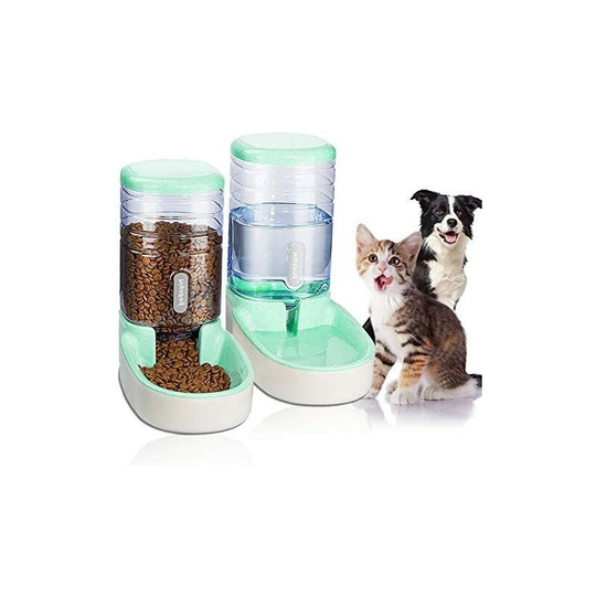 Readcly - Automatic Water and Food Dispenser for Pets, Cats, Dogs, 3.8 Liters, with 1 Water Dispenser and 1 Style 3 Automatic Feeding Station