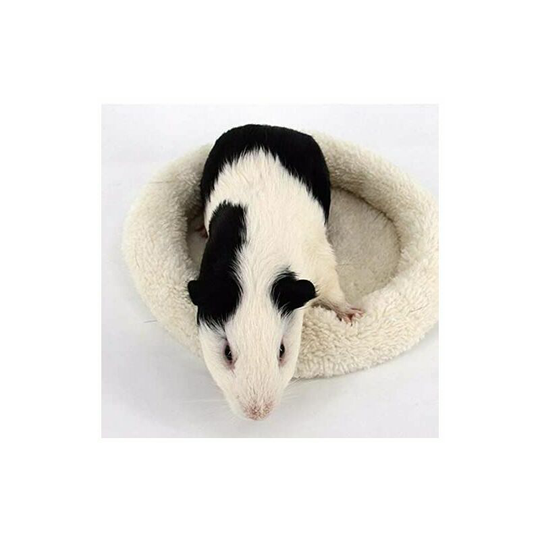 1pc Soft, Comfortable Round Fleece Warm Hamster Bed Sleep Mat for Rat, Hedgehog, Squirrel, Guinea Pig, Small Animals (l, Beige)