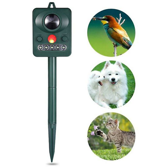 Heguyey - Solar powered ultrasonic bird repeller for outdoor pets with sonic motion sensor