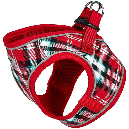 Adjustable Dog Puppy Pet Fabric Harness Soft Comfortable Mesh Vest Breathable - Tartan - Large