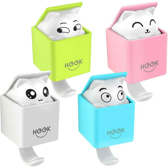 Adhesive Towel Hooks Adhesive Towel Hooks For Kids Animal Wall Hooks Decorative Hooks 4 Pieces Cats