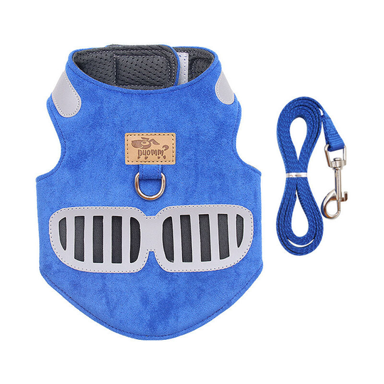 Dog chest harness leash reflective breathable puppy dog leash l Dark blue - Muff