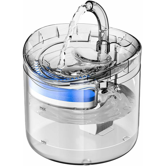 Cat Water Fountain and Dispenser Cat Water Fountain Dog Water Dispenser 1.8L Super Quiet Automatic Pet Drinking Fountain with Faucet Transparent