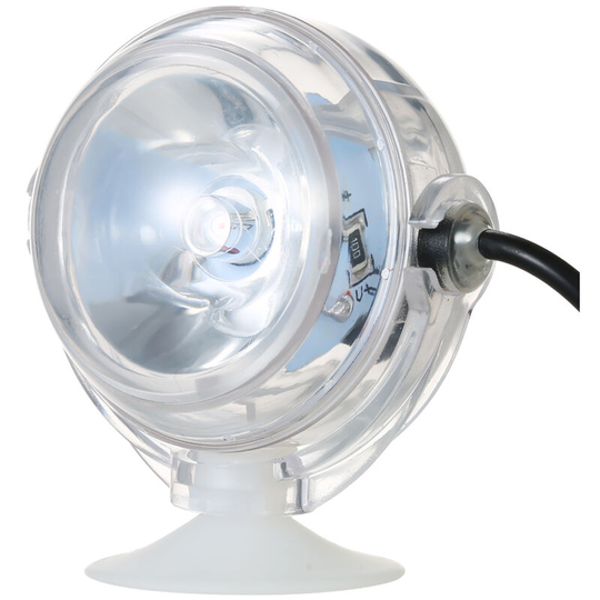 Aquarium Waterproof led Spotlight Submersible Light Convex Lens Design with Suction Cup Fish Tank Decorative Light Color Changing, White - White