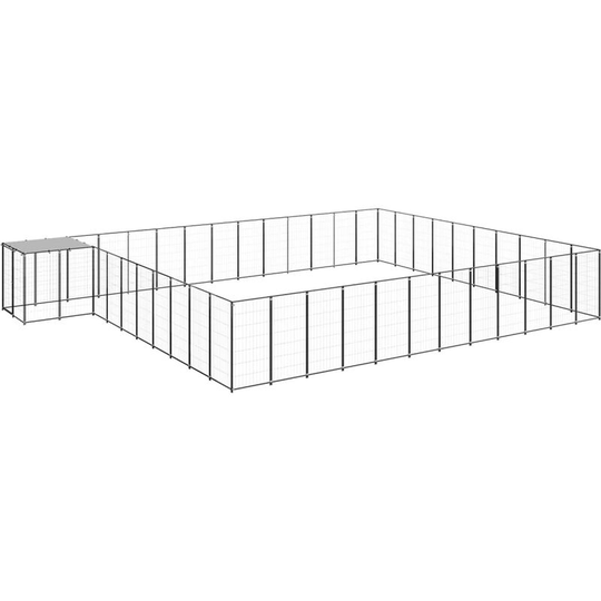 Dog Kennel Black 37.51 m² Steel Vidaxl Black