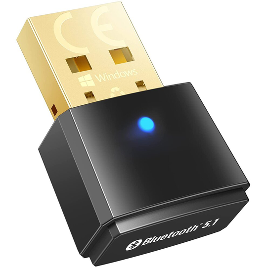 Bluetooth 5.1 USB Dongle, Bluetooth Adapter for Laptop Computer Desktop, Supports Windows 7/8.1/10, Wireless Transfer for Bluetooth Headphones, Mouse,