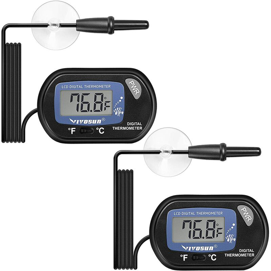 2 Pack lcd Digital Aquarium Thermometer Fish Tank Water Terrarium Temperature with Suction Cup for Turtle