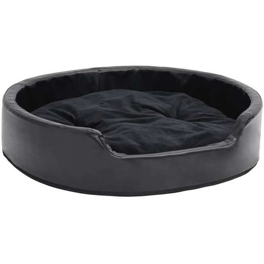 Dog Bed Black 79x70x19 cm Plush and Faux Leather Vidaxl Black