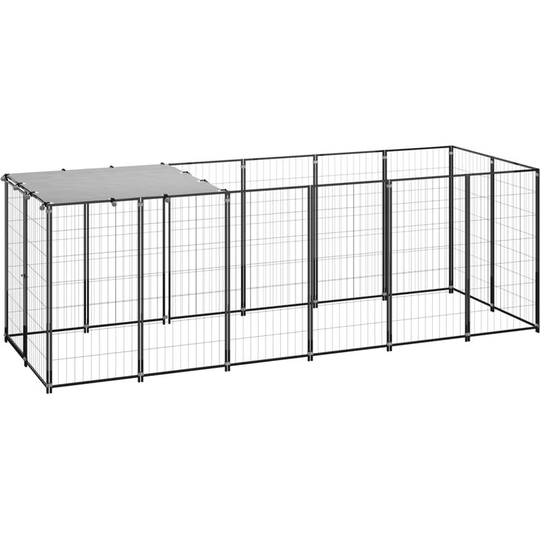Dog Kennel Black 330x110x110 cm Steel Vidaxl Black
