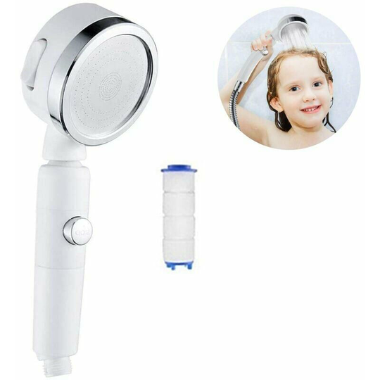 Joorrt - High pressure shower head, hand shower head with complete stop button on / off and switch to control the flow rate, body sprays with water