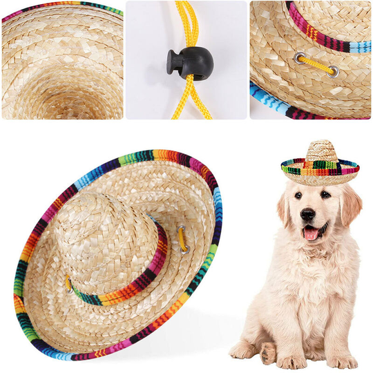 Sombrero Dog, (s) Straw Hat Sun Hat for mini mexican mixican Sombrero straw straw with cotton rope fit for puppies, cats, kitten and cat