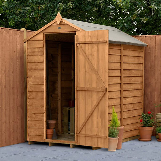 4x6ft Wooden Dip Treated Garden Shed No Windows - Overlap Apex Outdoor Storage
