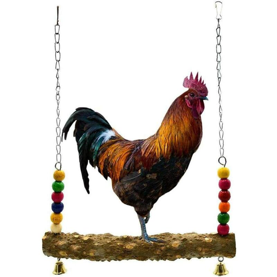 Devenirriche - animal wooden swing, toy chicken stand, swing chicken toys Chicken coop Accessories Parakeet Swing Perch bird toys Large parrot macaw