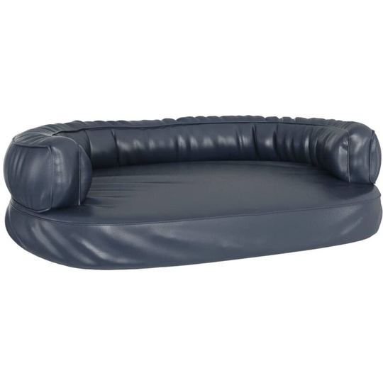 Ergonomic Foam Dog Bed Dark Blue 88x65 cm Faux Leather Vidaxl Blue