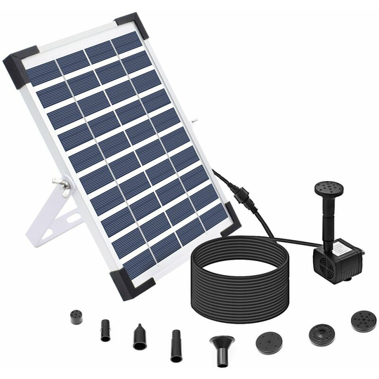 5W Outdoor Solar Fountain, Solar Pond Pump, Solar Water Pump for Fountain, Birdbath, Pond, Swimming Pool, 3 Nozzles, 380L/H